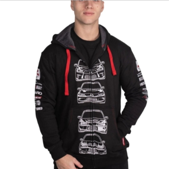 Hardtuned Mitsubishi Evolution Hoodie All Over Graphic Black Logo Size XXL - Picture 1 of 13